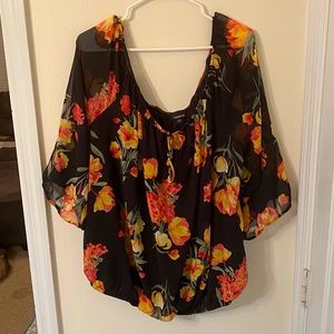 Black and floral blouse
